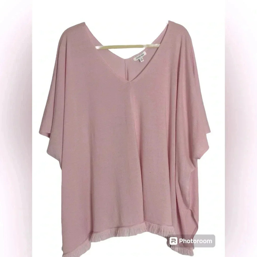 Johnny Was Beachy Boho Flowy Pale Pink Poncho - Picture 2 of 7